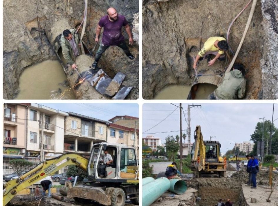 رفع شکستگی خط انتقال ۶۰۰ میلی‌متری سنگ‌تجن به چالوس